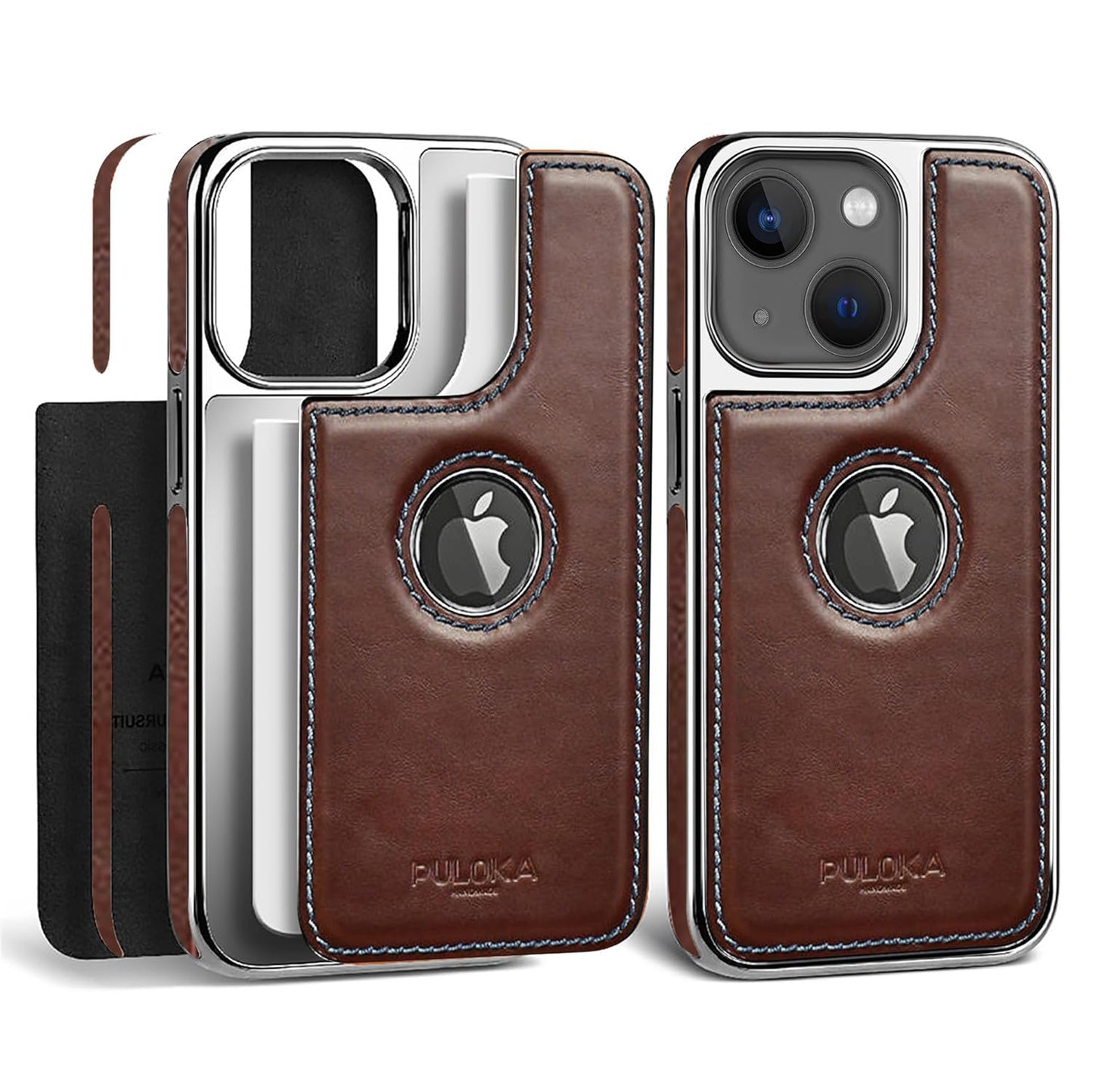 iPhone 13 Premium Quality Luxurious Leather Case - Dark Brown