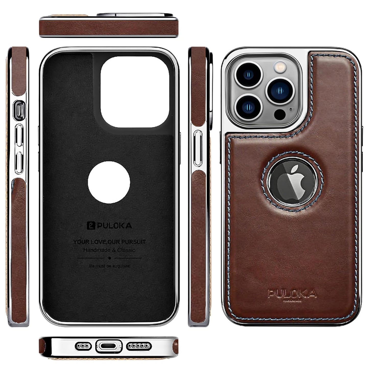 iPhone 15 Pro Premium Quality Luxurious Leather Case - Brown