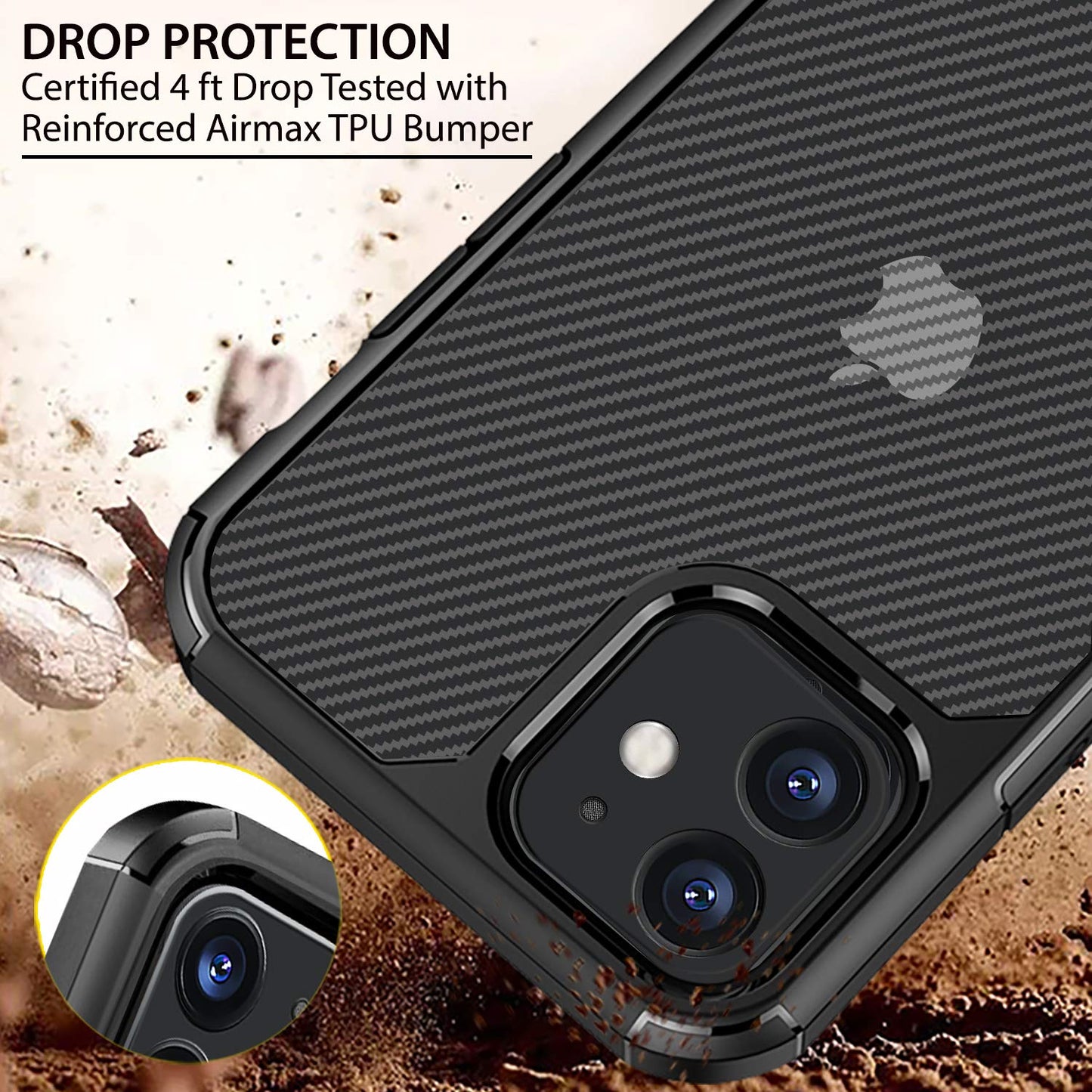 iPhone 12 Carbonfiber Transparent Hybrid Shockproof Case