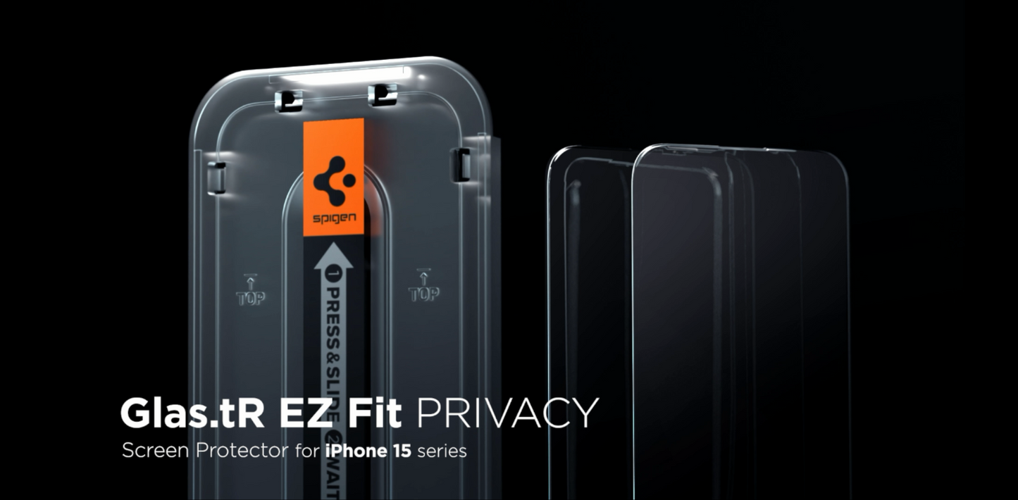 Easy Fit Privacy Tempered Glass Screen Protector For iPhone 15 Pro - Pack of 2