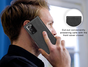 Samsung Galaxy S26 Ultra Shockproof Leather Flip Case Cover  - Black