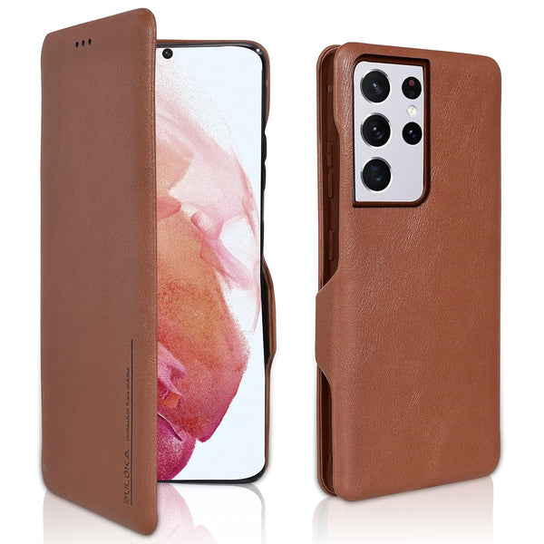 Samsung Galaxy S26 Ultra Shockproof Leather Flip Case Cover  - Brown