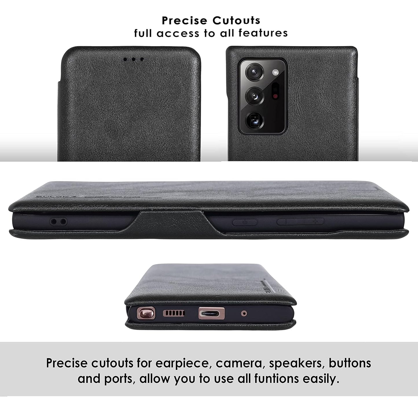 Samsung Galaxy S25 Ultra Shockproof Leather Flip Case Cover  - Black
