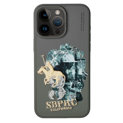 Santa Barbara Marcus Series Genuine Leather Case for iPhone 15 Pro Max - Titanium