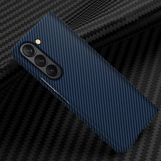 Samsung Galaxy Z Fold 5 Carbon Fiber Real Aramid Shockproof Case - Blue