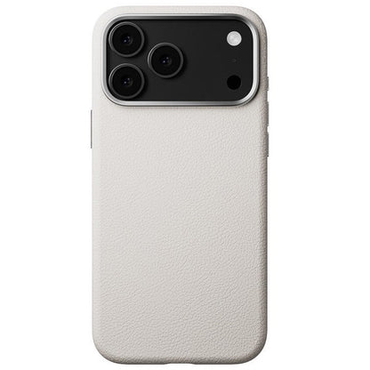 iPhone 17 Pro Max Business Style Leather Case with NFC Button - White