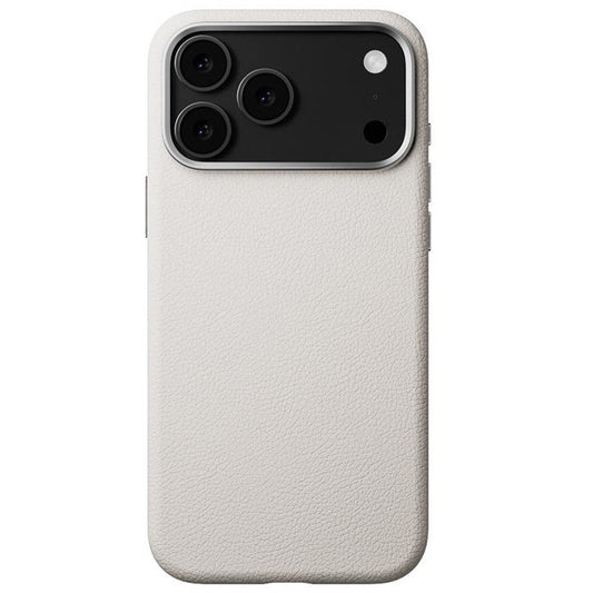 iPhone 17 Pro Max Business Style Leather Case with NFC Button - White