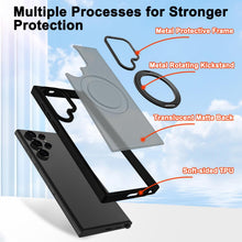 Samsung Galaxy S23 Ultra Shockproof Translucent Matte Case with 360° Rotatable Magnetic Magsafe Ring & Kickstand - Black