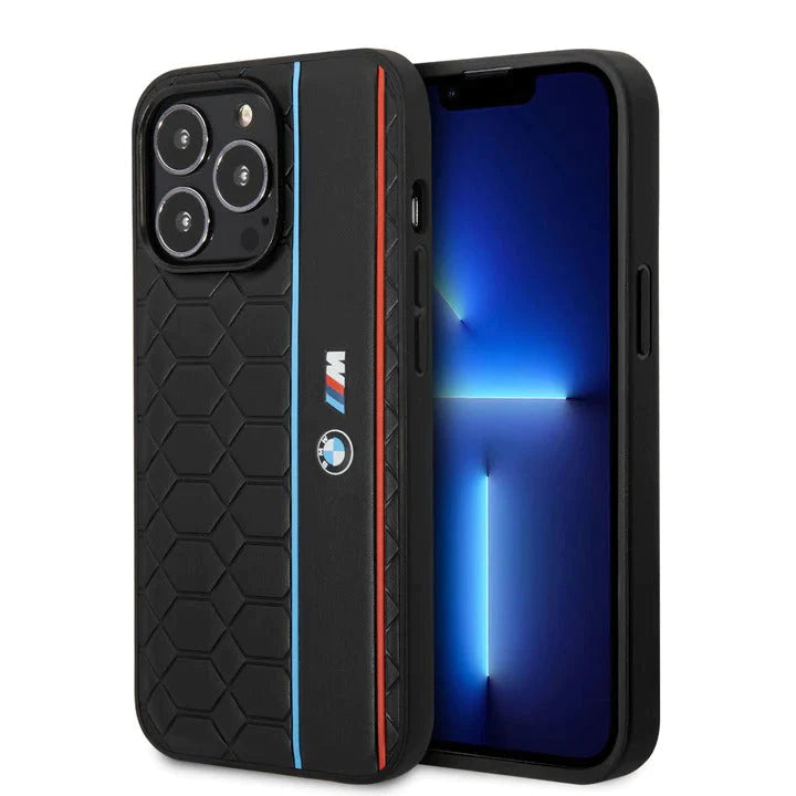 iPhone 15 Pro Max Leather BMW M Performance Logo Dual Shade Leather Case