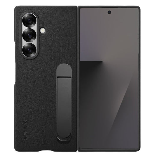 Samsung Galaxy Z Fold7 Leather Protective Shell Case Cover with Stand - Black