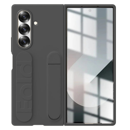 Samsung Galaxy Z Fold7 Skin Feel Case with Silicon Band & Kickstand - Black