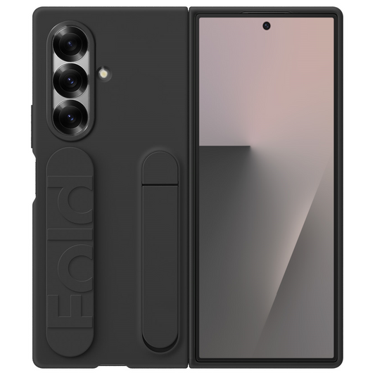 Samsung galaxy Z Fold7 Skin Feel Matte Case with Silicon Band & Stand - Black