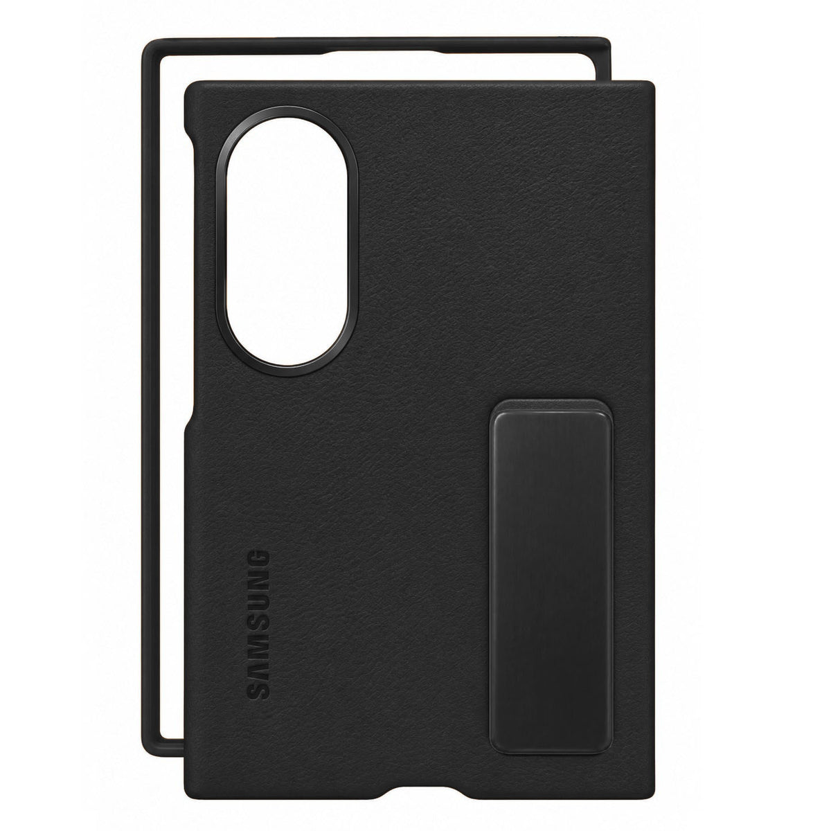 Samsung Z Fold8 Leather Case, Kindsuit Leather Back Cover with Metal Kickstand - Black
