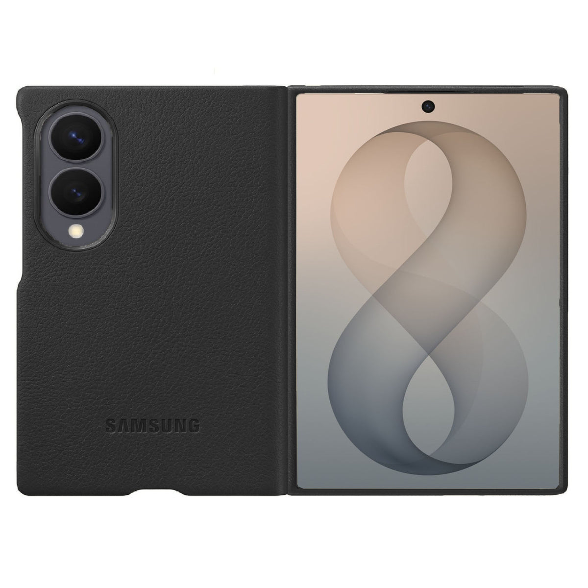 Samsung Z Fold8 Leather Case, Kindsuit Slim Leather Back Cover - Black