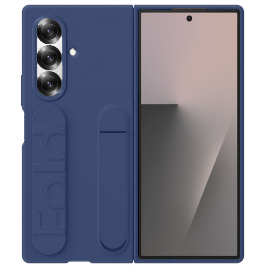 Samsung galaxy Z Fold7 Skin Feel Matte Case with Silicon Band & Stand - Blue