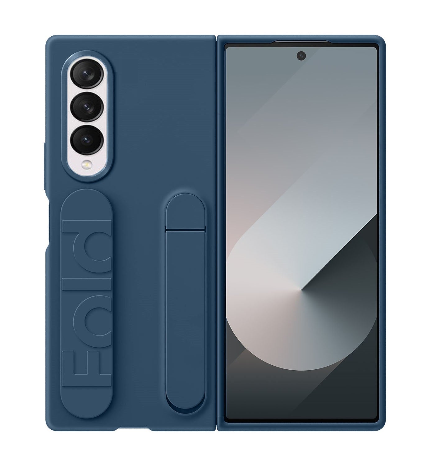 Samsung galaxy Z Fold 3 Matte Skin Feel Case with Inbuilt Band & Stand - Blue