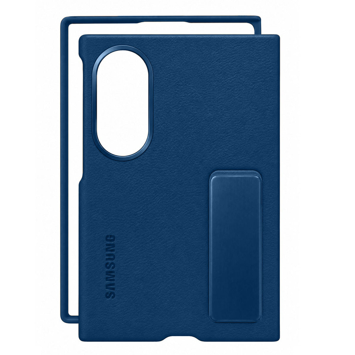 Samsung Z Fold8 Leather Case, Kindsuit Leather Back Cover with Metal Kickstand - Blue