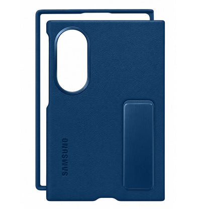 Samsung Z Fold8 Leather Case, Kindsuit Leather Back Cover with Metal Kickstand - Blue