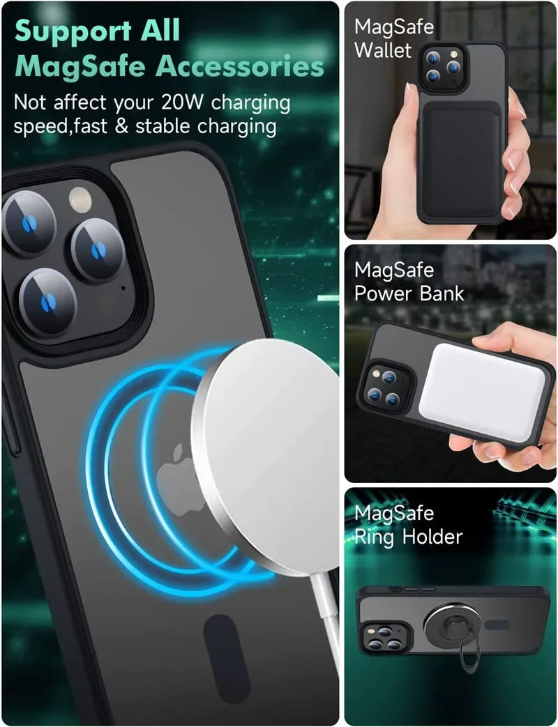 iPhone 15 Pro Matte Translucent Frosted Magsafe Case