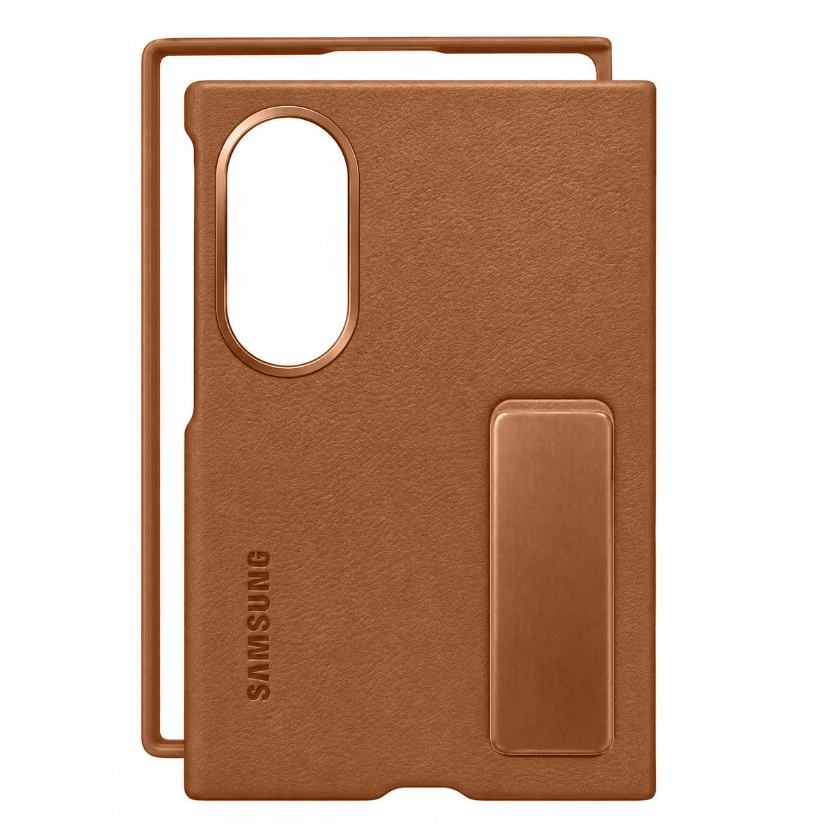 Samsung Z Fold8 Leather Case, Kindsuit Leather Back Cover with Metal Kickstand - Brown