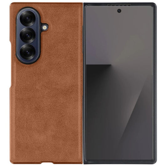 Samsung Galaxy Z Fold 7 Durable Shockproof Protective Leather Case - Brown