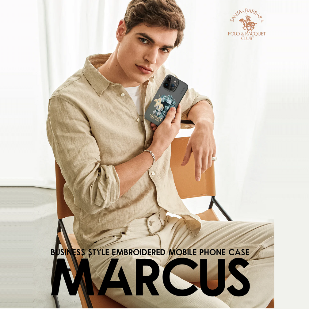 Santa Barbara Marcus Series Genuine Leather Case for iPhone 15 Pro Max - Titanium
