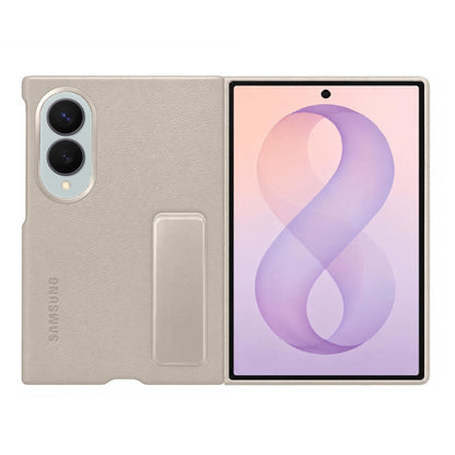 Samsung Z Fold8 Leather Case, Kindsuit Leather Back Cover with Metal Kickstand - Camel