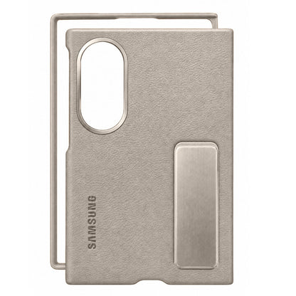 Samsung Z Fold8 Leather Case, Kindsuit Leather Back Cover with Metal Kickstand - Camel