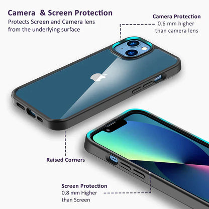 iPhone 14 Soft Hybrid Transparent Metal Camera Protection Case