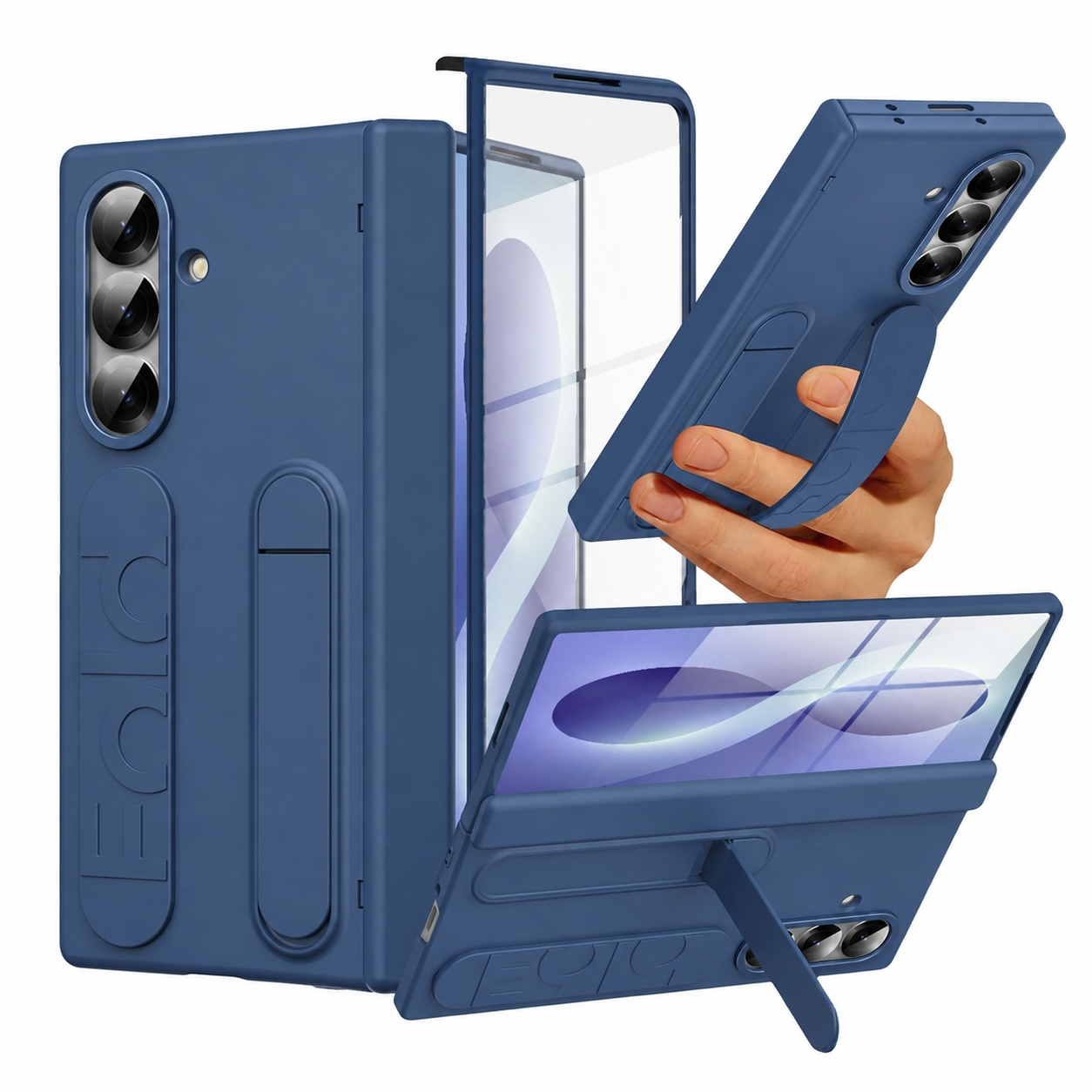 Samsung Galaxy Z Fold 6 Skin Feel Case with Silicon Band, Stand & HInge Protection