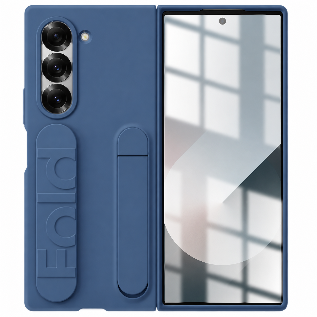 Samsung Galaxy Z Fold 6 Matte Skin Feel Band & Stand Case with Inbuilt Tempered Glass