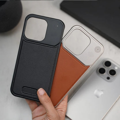 iPhone 15 Pro Max Frameless Metal AeroFLex Aluminum & Leather Case with Aroma