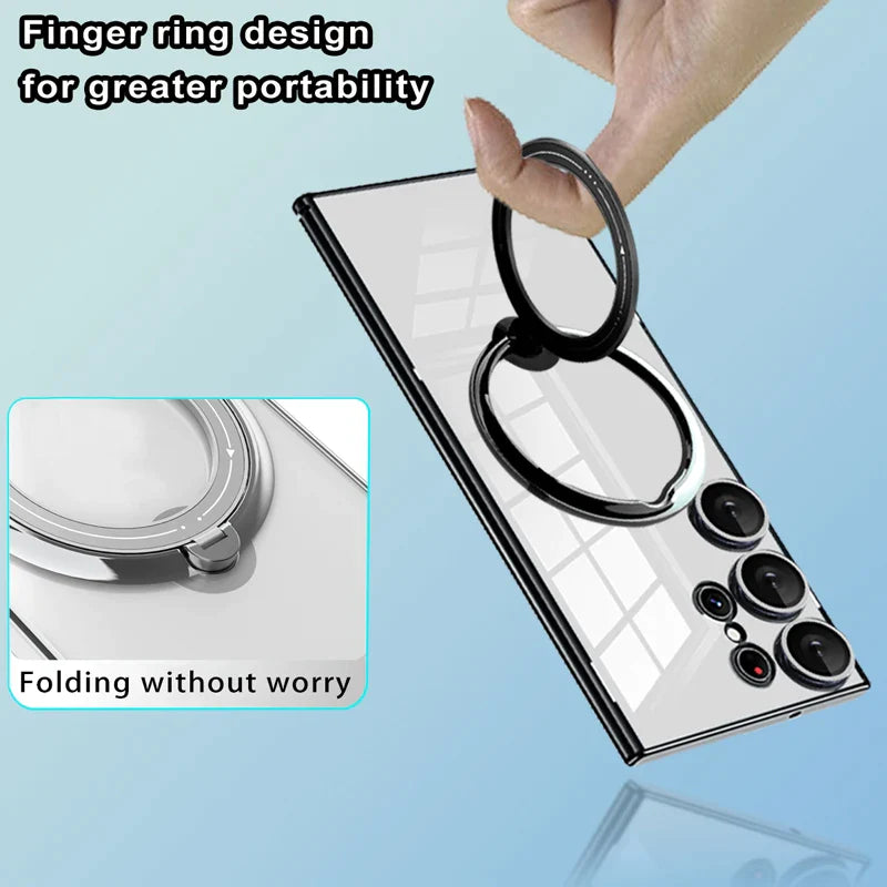 Samsung Galaxy S23 Ultra Magnetic Kiscktand Anti Yellowing Electroplating Case