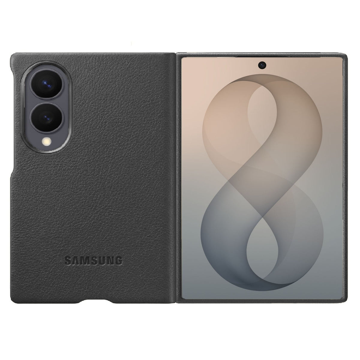 Samsung Z Fold8 Leather Case, Kindsuit Slim Leather Back Cover - Dark Gray