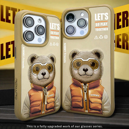 iPhone 15 Pro Nimmy 3D Cool & Cute Embroidery Jacket Series Case Cover - Teddy