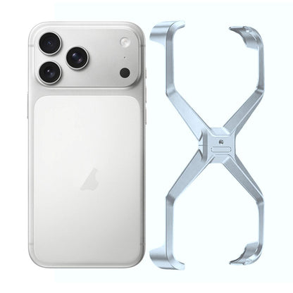 iPhone 17 Pro Max X Shape Metal Hollow Bumper Bezel-Free Protective Case - Silver