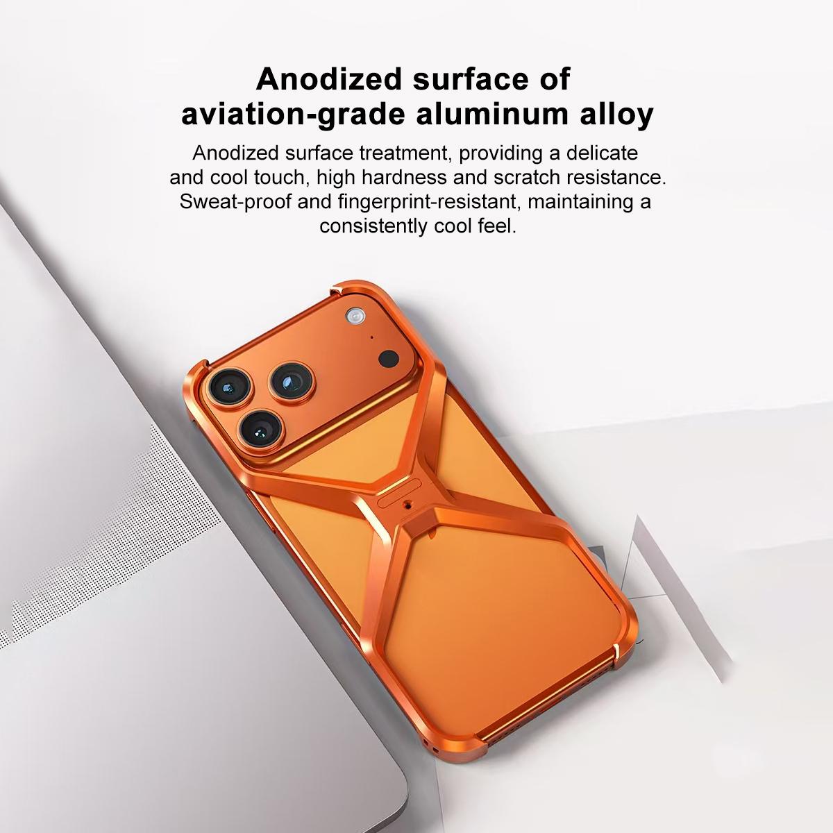 iPhone 17 Pro Max X Shape Metal Hollow Bumper Bezel-Free Protective Case - Silver