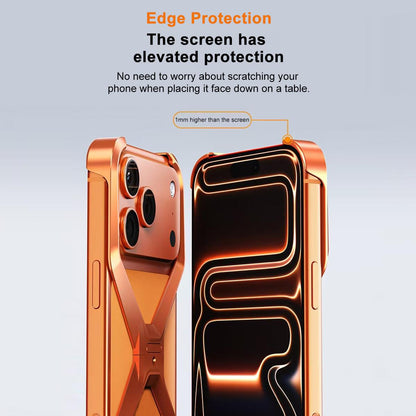 iPhone 17 Pro Max X Shape Metal Hollow Bumper Bezel-Free Protective Case - Silver