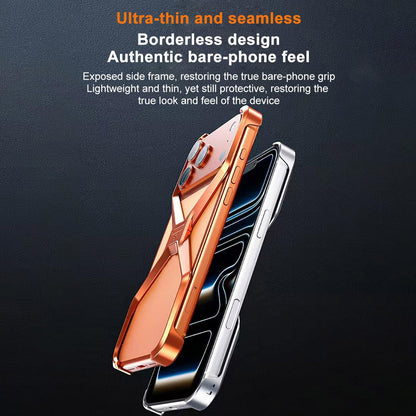iPhone 17 Pro Max X Shape Metal Hollow Bumper Bezel-Free Protective Case - Silver