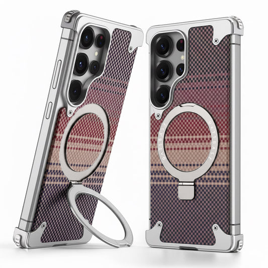 Samsung Galaxy S25 Ultra Metal Bumper Case with Magsafe and Stand - Titanium Gray