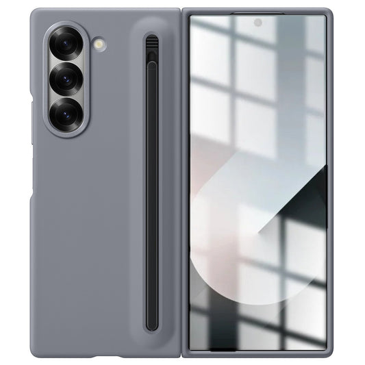 Samsung Galaxy Z Fold 6 Skin Feel S Pen Case with Front Glass Protection & Stylus - Gray