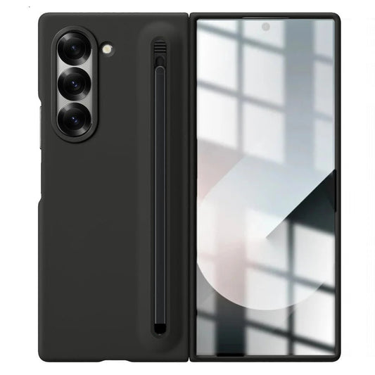 Samsung Galaxy Z Fold6 Skin Feel S Pen Case with Inbuilt Glass Protection & Stylus - Black