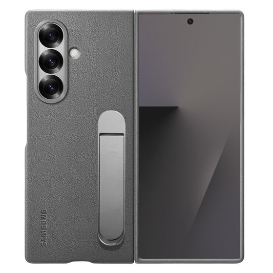 Samsung Galaxy Z Fold7 Leather Protective Shell Case Cover with Stand - Gray