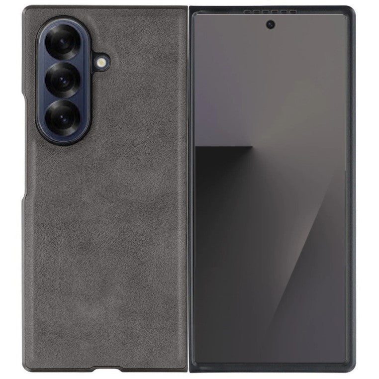Samsung Galaxy Z Fold 7 Durable Shockproof Protective Leather Case - Gray