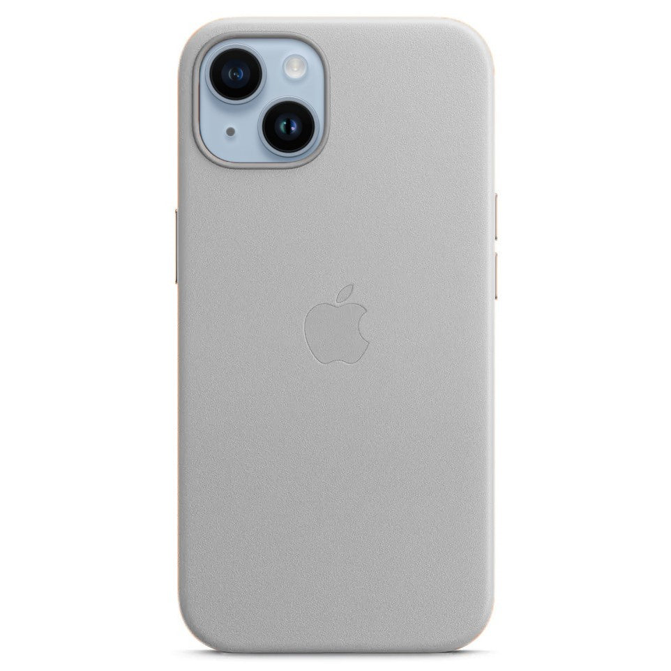iPhone 14 Leather Back Cover Case with MagSafe – Gray