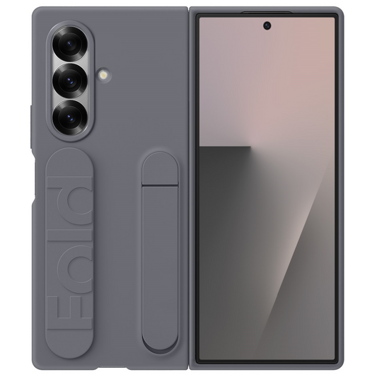 Samsung galaxy Z Fold7 Skin Feel Matte Case with Silicon Band & Stand - Gray