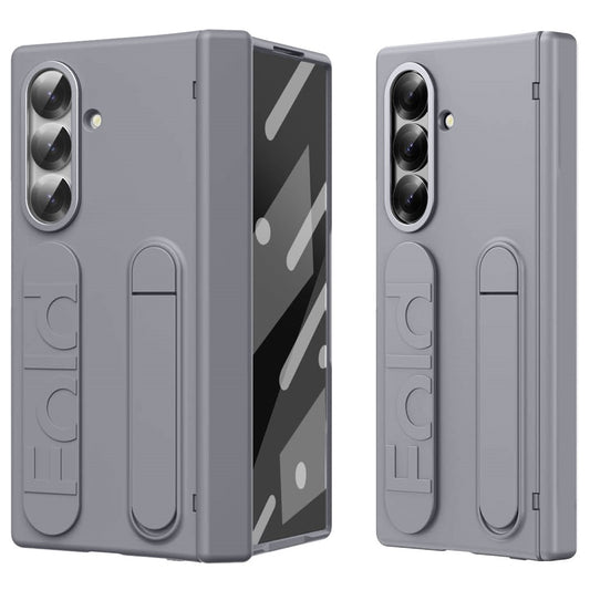 Samsung Galaxy Z Fold7 Skin Feel Case with Silicon Band, Stand & HInge Protection - Gray
