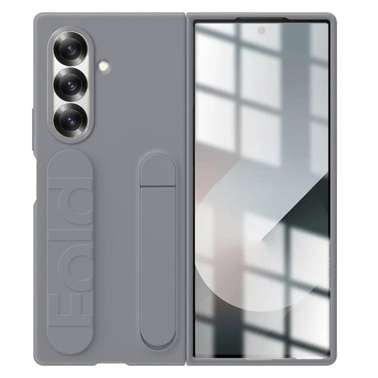 Samsung Galaxy Z Fold7 Skin Feel Case with Silicon Band & Kickstand - Gray