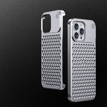 iPhone 15 Pro Max Frameless Metal Heat Dissipation Aluminum Cooling Case with Aroma - Silver