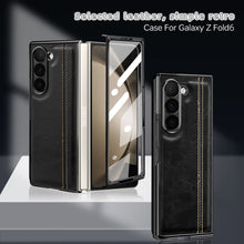 Samsung Galaxy Z Fold7 Gold Plated Dual Line Stitches Leather Case